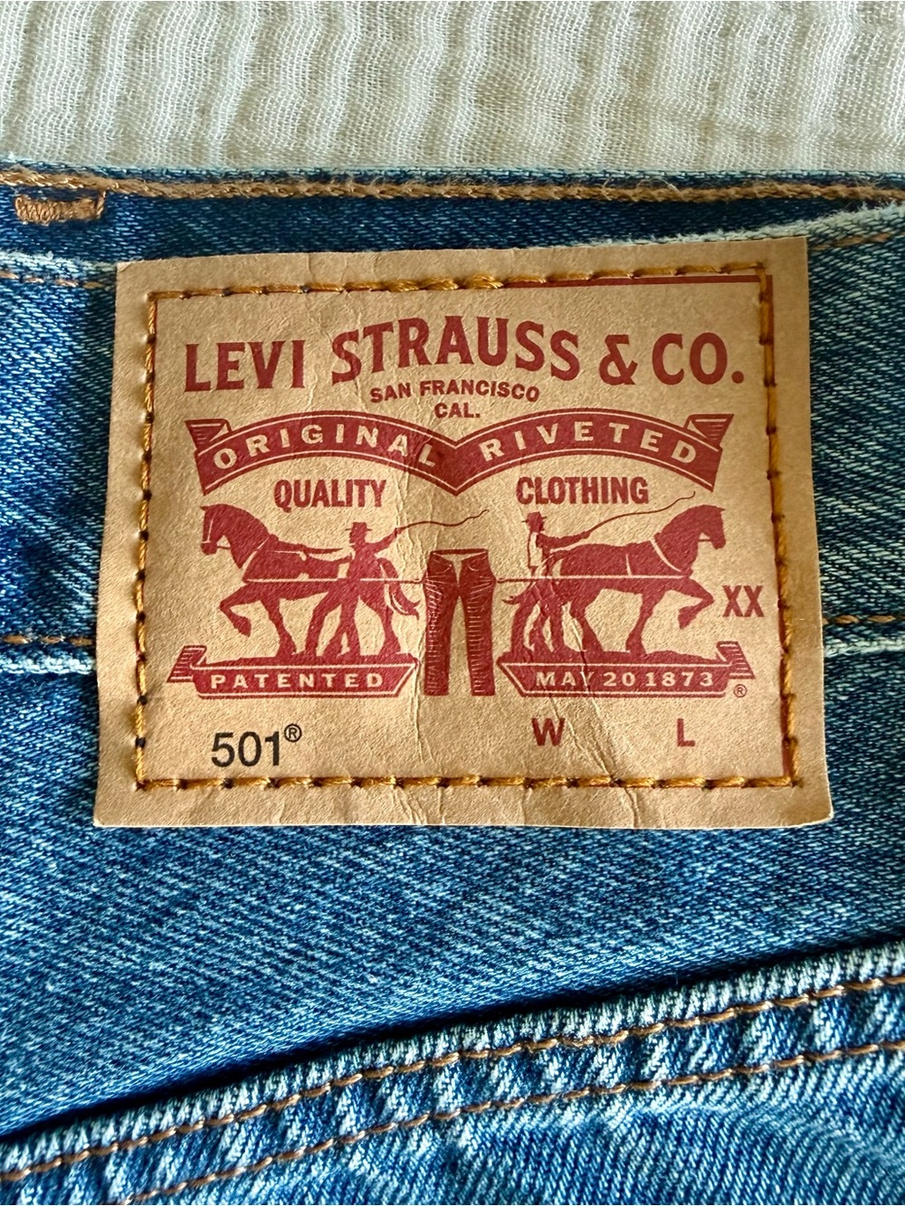 Levi's Distressed Blue Denim Cutoff Shorts - Picture 4 of 8